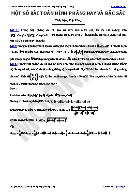 Một số bài toán hình phẳng hay và đặc sắc